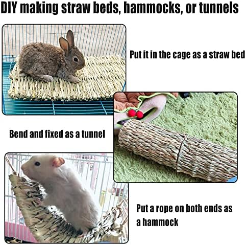 Hamiledyi Hay Mats for Rabbits, 18 Pack Woven Straw Bunny Grass Bed