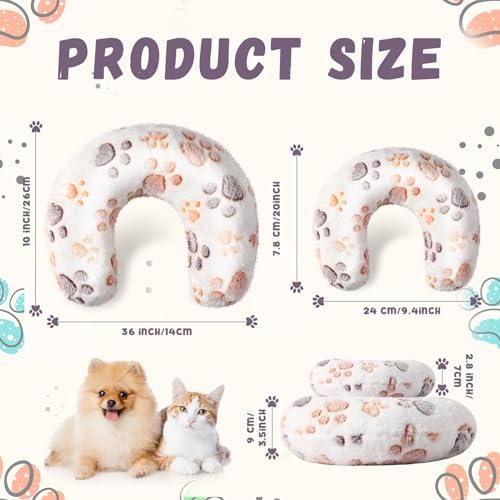 Sweetude 4 Pcs Cat Pillow Calming Pet Dog Neck Pillow, Paw, Large