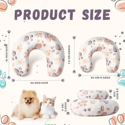 Sweetude 4 Pcs Cat Pillow Calming Pet Dog Neck Pillow, Paw, Large