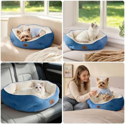 Asvin Medium Dog Bed for Medium Dogs, Cat Beds for Indoor Cats, Pet Bed for Puppy and Kitty, Extra Soft & Machine Washable with Anti-Slip & Water-Resistant Oxford Bottom, Light Blue, 25 inches