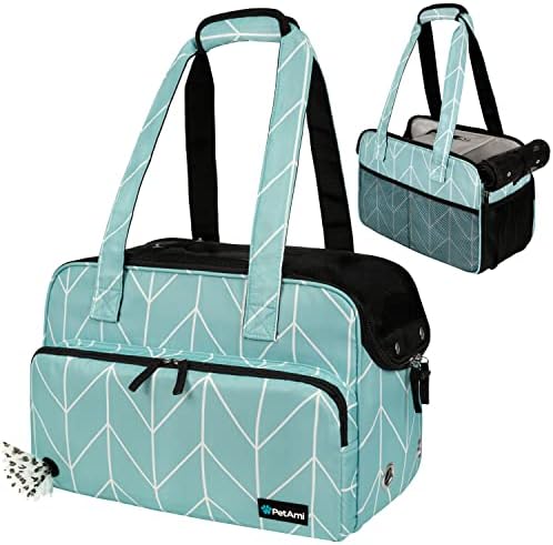 PetAmi Small Dog Purse Carrier, Airline Approved Soft Sided Tote, Teal