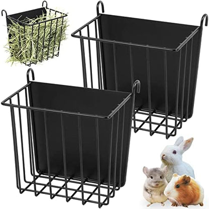 2PCS Rabbit Hay Feeder Guinea Pig Hay Feeder with Heavy-Duty Metal Frame Rabbit Hay Holder for Cage - Bunny Hay Feeder,for Rabbits Guinea Pigs Bunny Chinchillas