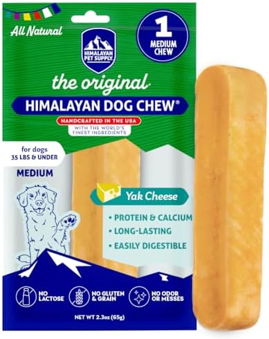 Himalayan Dog Chew, The Original Yak Cheese Dog Chews, 1 Medium Yak Chew