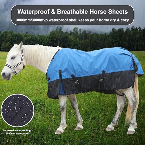 1200D Horse Blanket, 0g No-Fill Waterproof Turnout Rain Sheet
