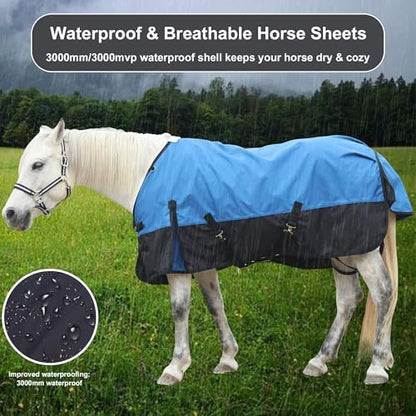 1200D Horse Blanket, 0g No-Fill Waterproof Turnout Rain Sheet