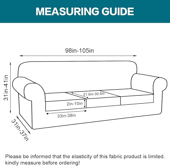 Turquoize 4 Piece Sofa Covers for 3 Cushion Couch Sofa Slipcover Soft Couch Cover for Dogs-Washable Sofa Furniture Covers with 3 Individual Large Cushion Covers (XL Sofa, Dove)
