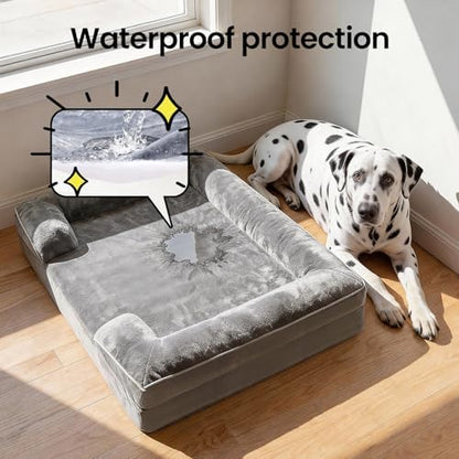 OhGeni Orthopedic Jumbo Sized Dog Bed Couch, Memory Foam, 52-inch (Gray)