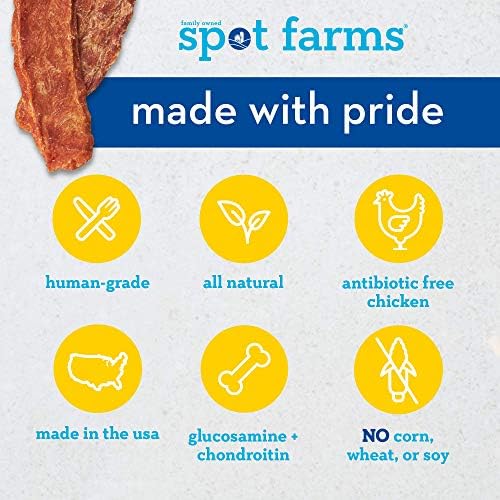 spot farms Chicken Jerky Healthy All Natural Dog Treats Human Grade for Hip and Joint 12 oz (Pack of 2)