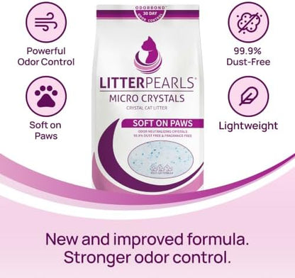 Litter Pearls Micro Crystals Soft on Paws 30-Day Odor Control Litter 10.5lb