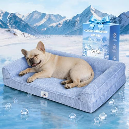 Cooling Dog Bed Orthopedic for Small Dogs ＆ Instant Chill＆ Egg Crate Foam