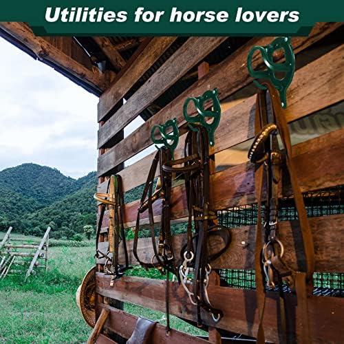 Dunzy 3 Counts Horse Bridle Rack Bracket Bridle Hooks Tack Storage Halter Hanger Metal Holder with Tubes and Screw for Horse Barn Supplies(Dark Green)