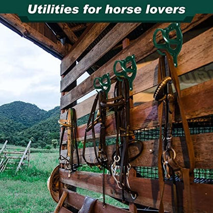 Dunzy 3 Counts Horse Bridle Rack Bracket Bridle Hooks Tack Storage Halter Hanger Metal Holder with Tubes and Screw for Horse Barn Supplies(Dark Green)