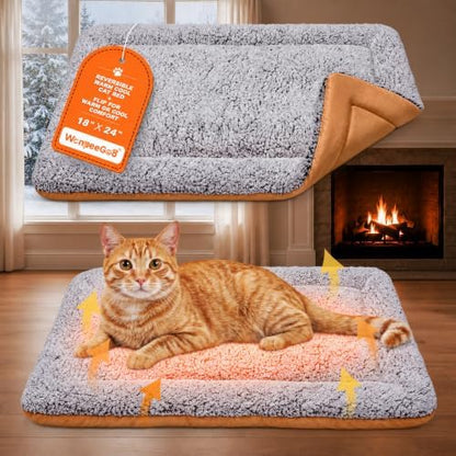 Self Warming Cat Bed, Reversible Cooling Mat for Cats, Dark Brown, 18x24 In