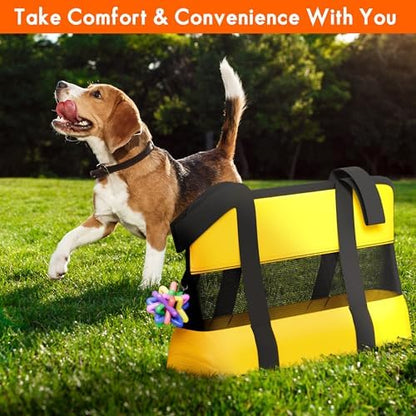 17" Soft Sided Cat and Dog Pet Carrier Bag for Travel with Bonus Toy Ball - Ideal and Compatible for Small Cats and Dogs - Versatile and TSA Airline Approved