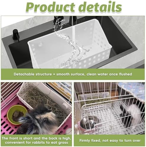 PINVNBY 2PCS Large Rabbit Hay Feeder with Mini Dustpan and Brush Set