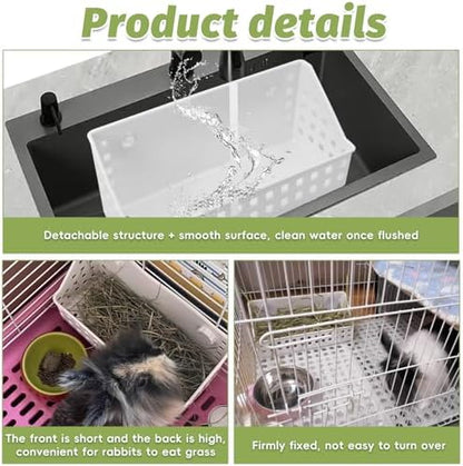 PINVNBY 2PCS Large Rabbit Hay Feeder with Mini Dustpan and Brush Set