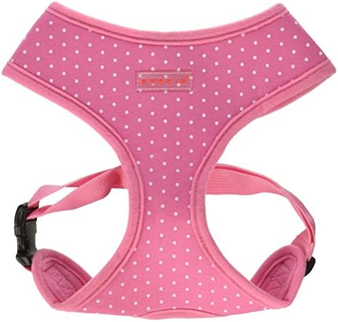 Puppia Dotty Dog Harness Over-The-Head No Pull No Choke Walking Training Adjustable for Small & Medium Dog, Large, Pink