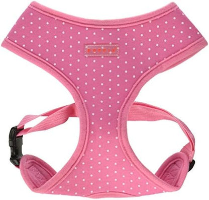 Puppia Dotty Dog Harness Over-The-Head No Pull No Choke Walking Training Adjustable for Small & Medium Dog, Large, Pink