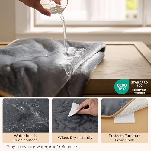 Bedsure Waterproof Dog Blankets for Large Dogs Sherpa Fleece Throw, 50X60