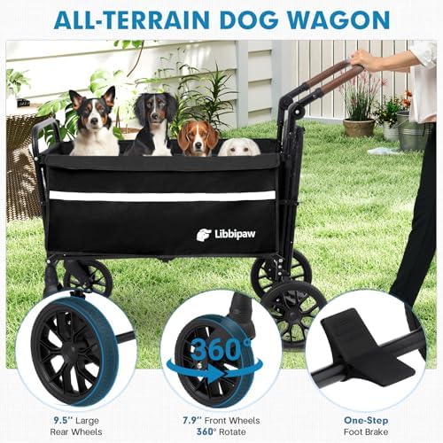 Foldable Dog Wagon for Medium & Large Dogs, Outdoor Pet Wagon