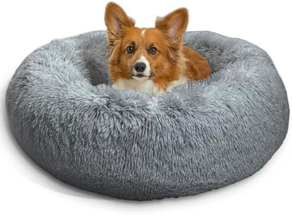 Best Friends by Sheri Original Calming Donut Dog Bed, Gray, Small, 23"