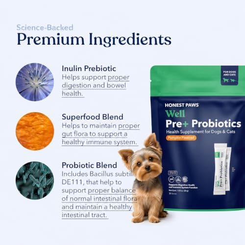Probiotics for Dogs, Digestive Health Powder with Prebiotic, Pumpkin, 30ct