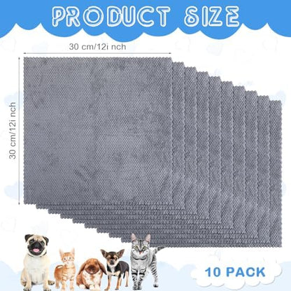 VitalCozy 10Pcs Guinea Pig Cage Liner Washable, Grid, 12x12 Inch, Gray