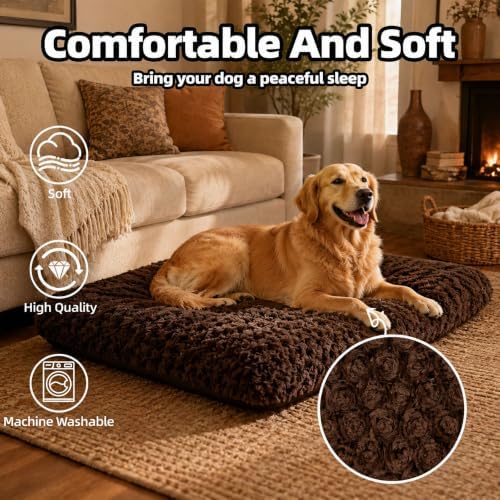 Dog Bed Large Size, Plush Washable Pet Bed Mat, Dog Crate Bed 35"x23"