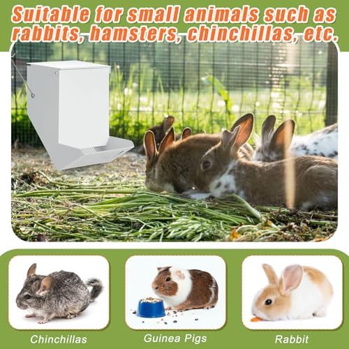 Maxcheck 2 Pcs Rabbit Feeder for Cages, 4.7 Inches, Mesh Bottom, White