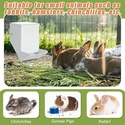 Maxcheck 2 Pcs Rabbit Feeder for Cages, 4.7 Inches, Mesh Bottom, White