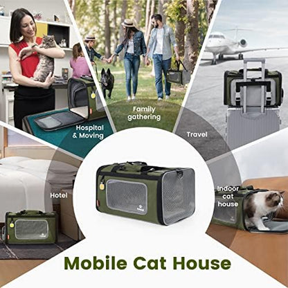 Pawaii Cat Carrier Airline Approved Expandable Breathable Safety Leash