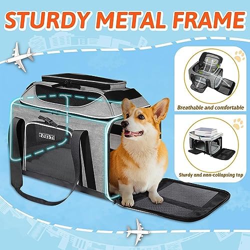 Petskd Top-Expandable Small Pet Carrier 18"x13"x9.5" Airline Approved