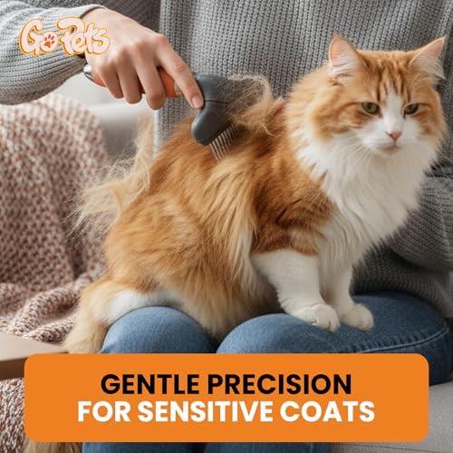 GoPets Double Row Dematting Rake Undercoat Deshedding Tool for Dogs & Cats