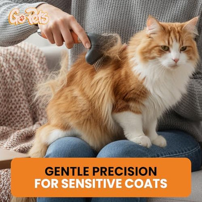 GoPets Double Row Dematting Rake Undercoat Deshedding Tool for Dogs & Cats