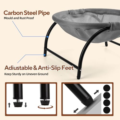 LIFLIX Raised Cat Hammock Bed, Free Standing Cat Cot with Washable Mesh, Pet Bed for for Kittens, 17.1 x 17 x 9.5 inches