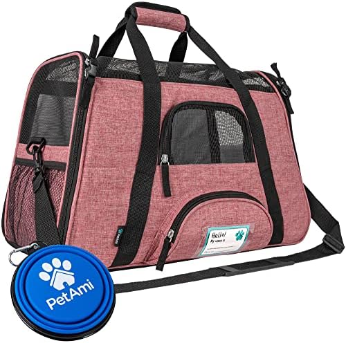 PetAmi Airline Approved Pet Carrier Cat Small Dogs, Large Heather White Red