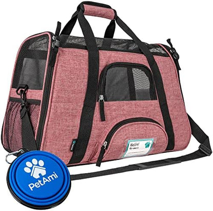 PetAmi Airline Approved Pet Carrier Cat Small Dogs, Large Heather White Red