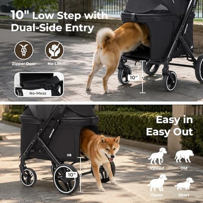 X6 Pet Stroller for Medium Large Pets Up to 70Lbs, Black