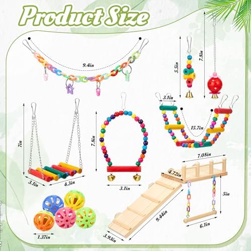 12 Pcs Parakeet Cockatiel Bird Toys,Basic Style