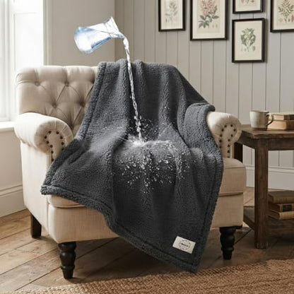 Waterproof Dog Blanket Reversible Pet Blankets for Bed Couch Covers Puppy Blankets Leakproof Sofa Couch Cover Cat for Warm Fluffy Washable Gray Mat-S-40x28in