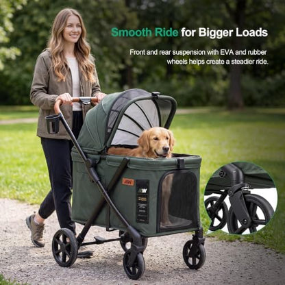 JWX Pet Stroller for Medium and Large Dogs, 77 lb Capacity, Foldable