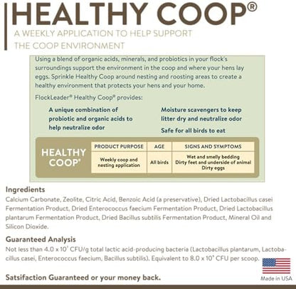 FlockLeader Healthy Coop, Litter Additive for Chicken Coop with Probiotic & Acidifier, Reduces Odor, Wetness & Bacteria, 12lbs (Pack of 2)