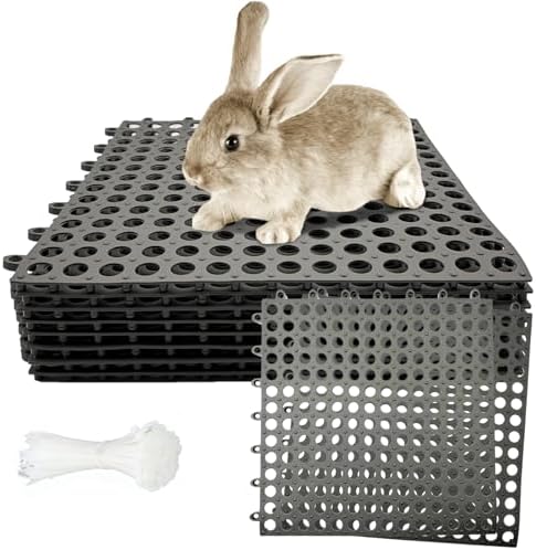 Rabbit Cage Mat for Feet - Pack of 8 Plastic Rabbits Resting Mats 12x12 Bunny Foot Pad Small Animal Cage Accessories for Adult Guinea Pig Chinchilla Ferret, Easy to Cut and Splice (Grey)
