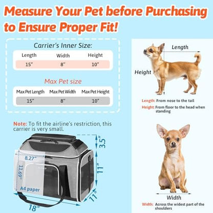 Petskd Top-Expandable Small Pet Carrier 18"x11"x11" Airline Approved