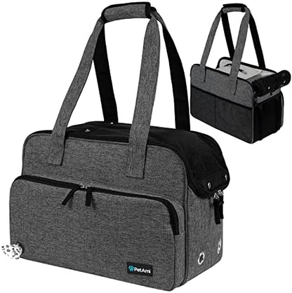 PetAmi Small Dog Purse Carrier, Airline Approved Soft Sided Tote, Dark Gray