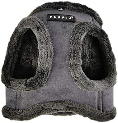 Puppia Terry Vest Dog Harness Step-in Winter Suede Warm No Choke No Pull Training Walking for Small and Medium Dog, Grey, X-Large