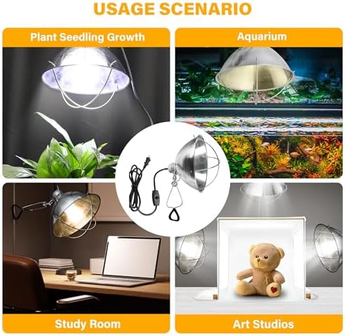 Simple Deluxe Clamp Lamp Light with Ceramic Base, 10.5 Inch Aluminum Reflector and 6 Feet Power Cord for Heat Lamp & Work Light, 1-Pack