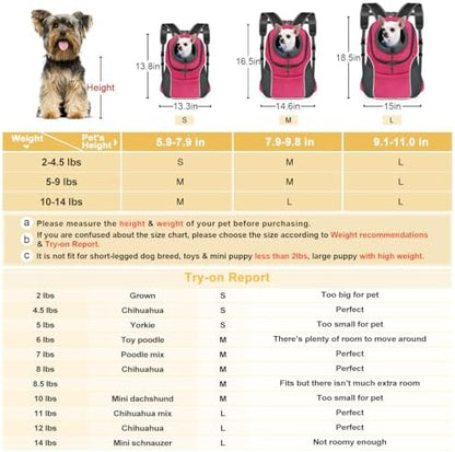 WOYYHO Pet Dog Carrier Backpack, Ventilated Small Dog Front Backpack