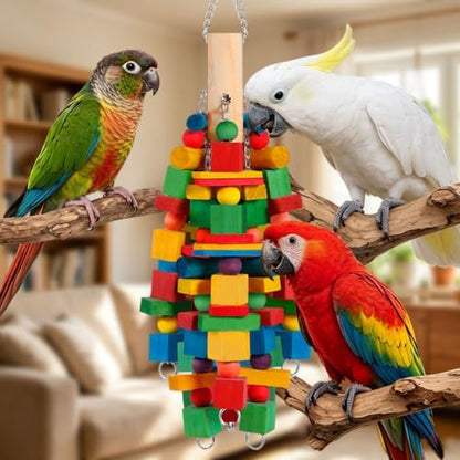 Bird Toys Parrot Toys Natural Wood Blocks Bird Chew Toy
