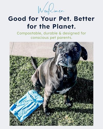 Wooflinen Home Compostable Dog Poop Bags – Leak-Proof Dog Poop Bags Rolls – Large 9x13”, Durable, Easy Tear – Made from Plant & PBAT Material – For Big & Small Dogs – 120 Bags (8 Rolls)